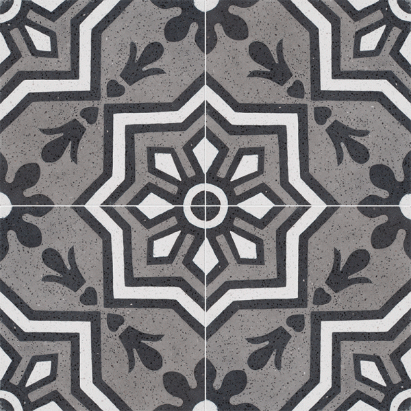 Bel Canto Honed Black&White Cement Tile